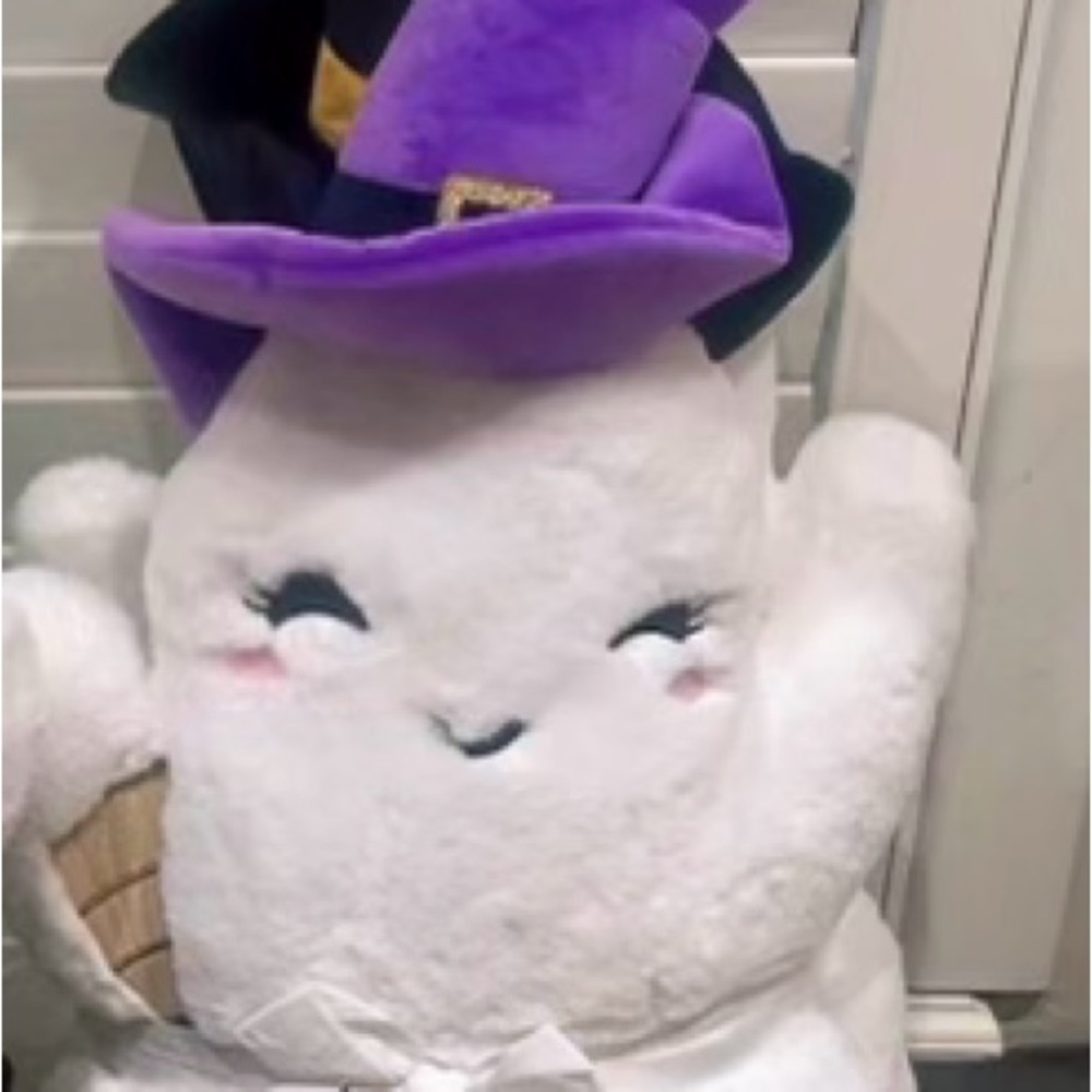 Ghost with Purple Witch Hat Pillow Set